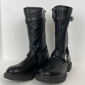 Girls DKNY Faux Leather Side Zip Boots